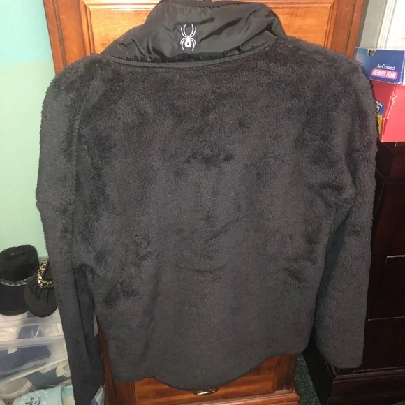 NWT Spyder Black Snap Button Pullover Jacket Quarter Snap Neckline Stand Collar - Picture 2 of 8